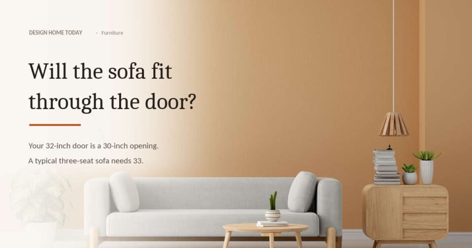 Gray three-seat sofa against a warm terracotta wall, with coffee table and sideboard